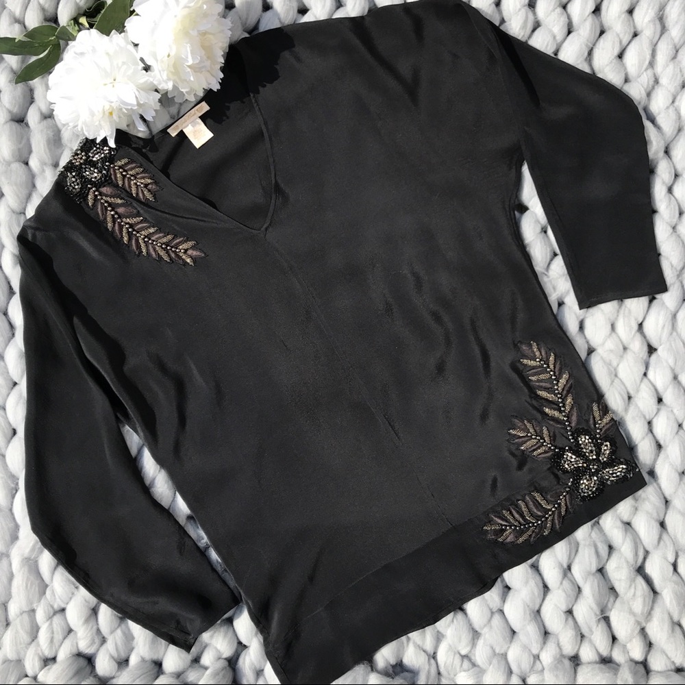 ••gold hawk 100% silk beaded tunic••